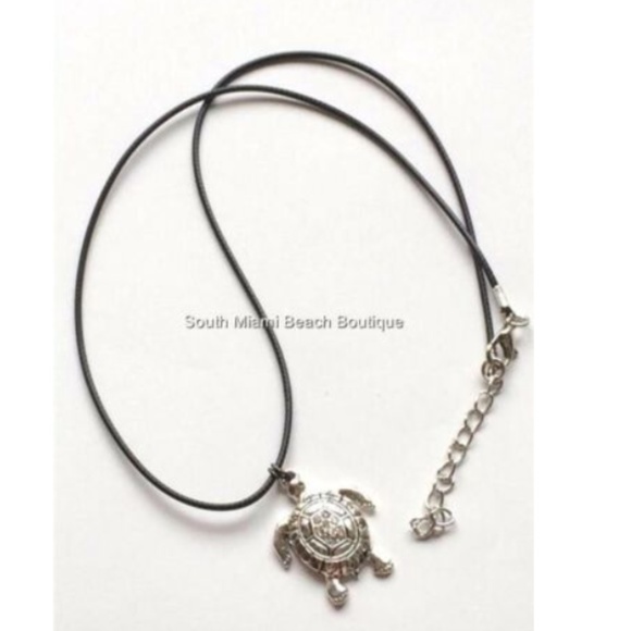 Silver Sea Turtle Necklace Crystal Sea Life Nautical Beach Island Rhodium Plated - Picture 3 of 8